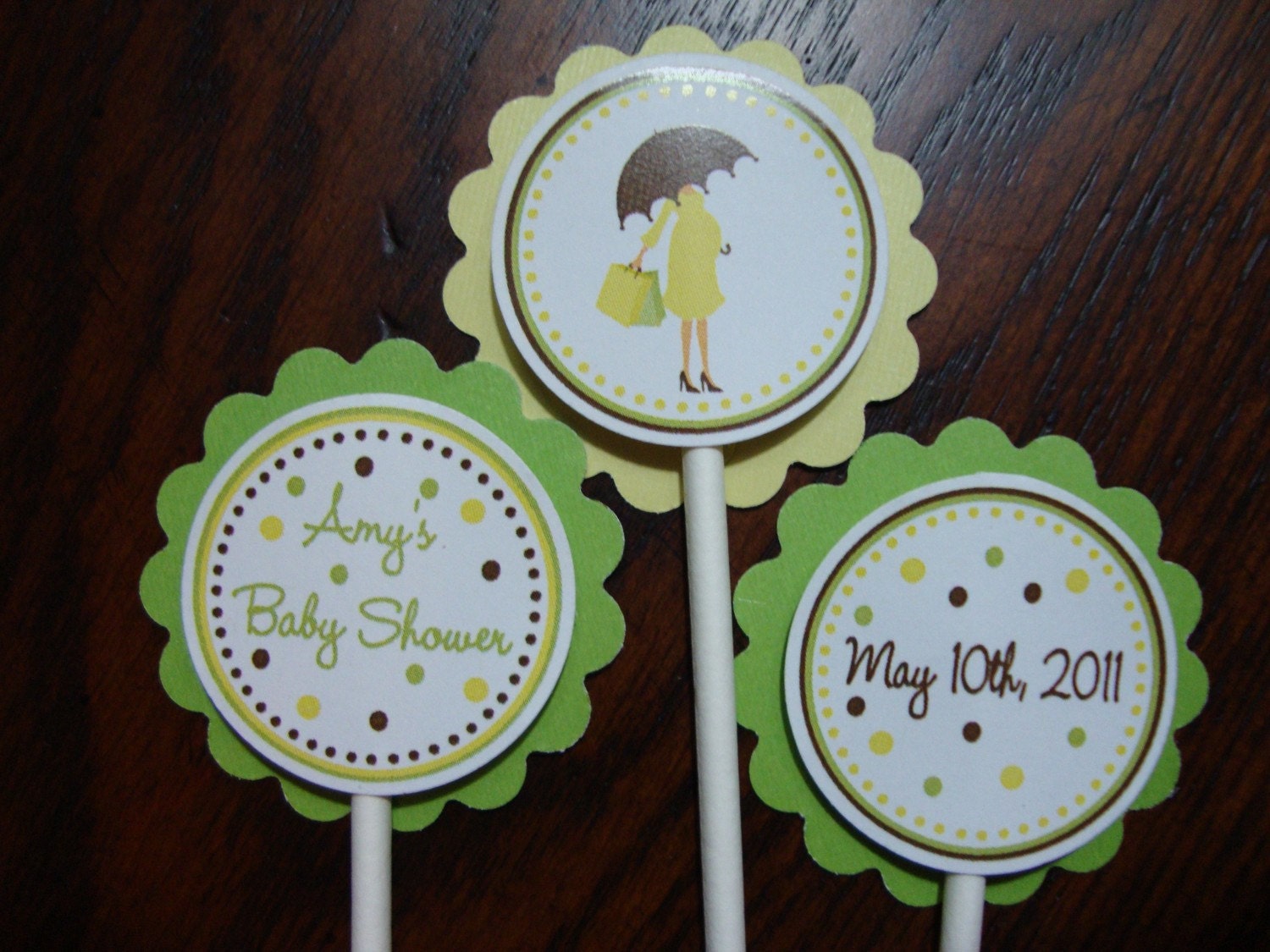 Mod Mom Under Umbrella Baby Shower Cupcake Toppers Il_570xn