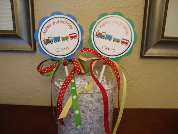 Choo Choo Train Centerpiece Stick / Smash Cake Topper Il_570xn