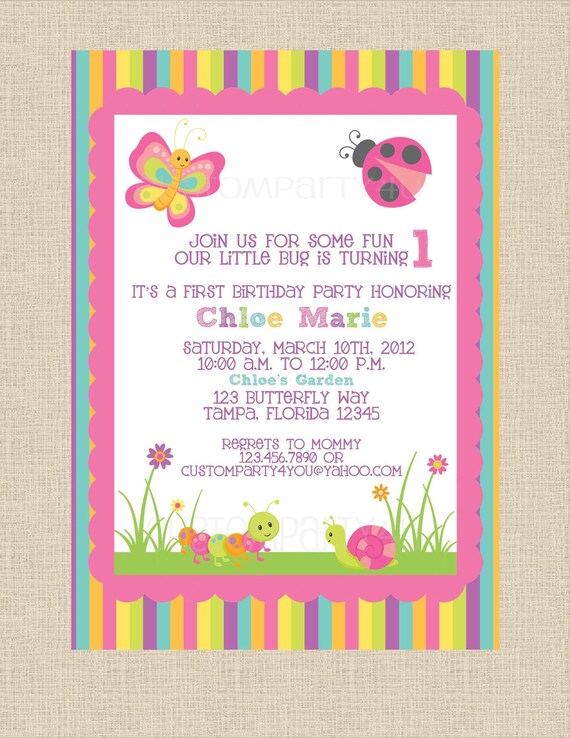 Butterfly Garden Birthday Invitation- Perfect for Spring and Summer birthday partys Il_570xn