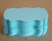 Gift Tags 50 Blank -Tiffany Blue-Turquoise- Textured Cardstock Banner Style DIY-Wedding Wish Tree Cards -Escort Tags-Favor Tags-Die Cut
