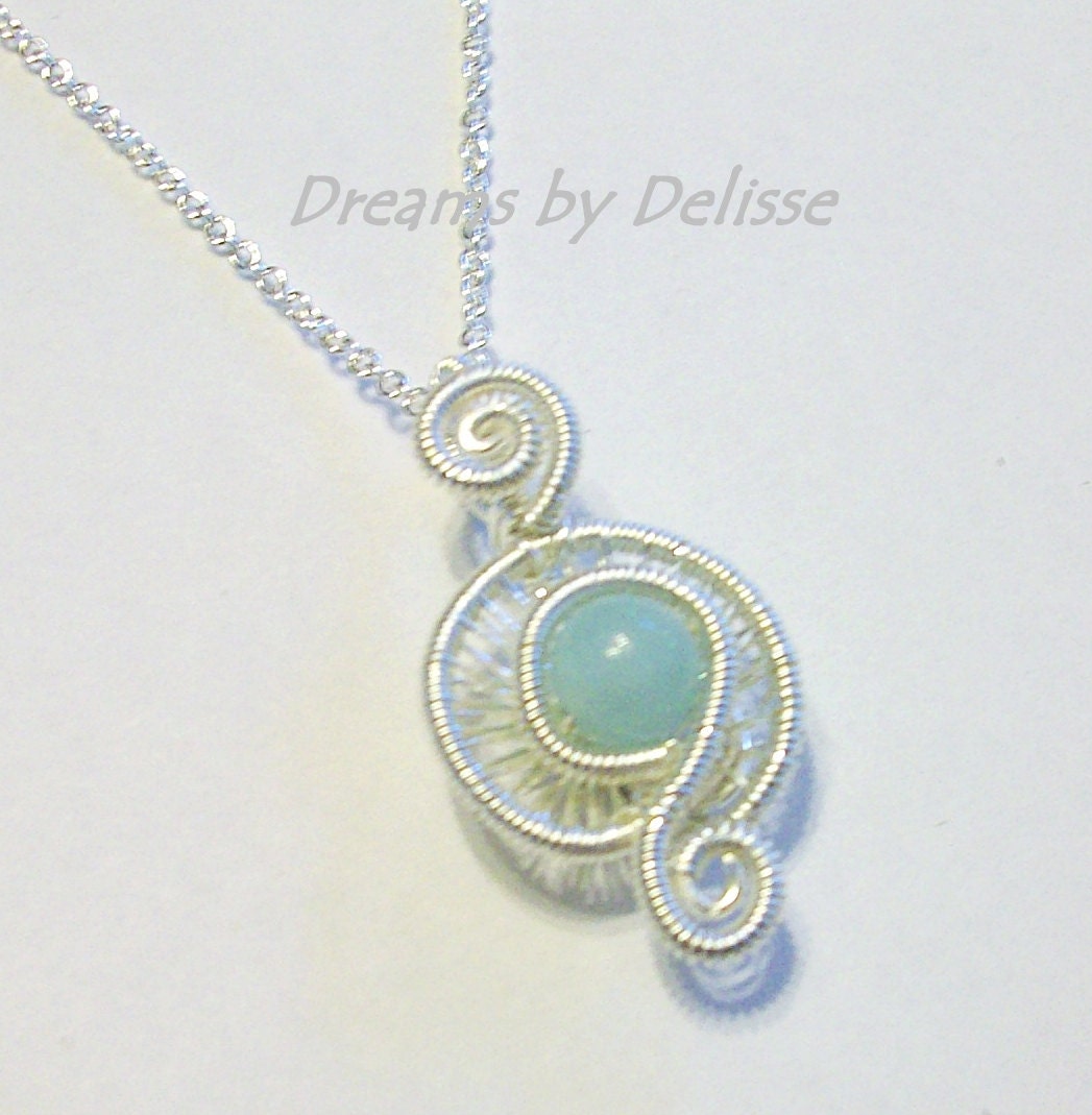 Wire Wrapped Amazonite Necklace - Silver Amazonite Necklace