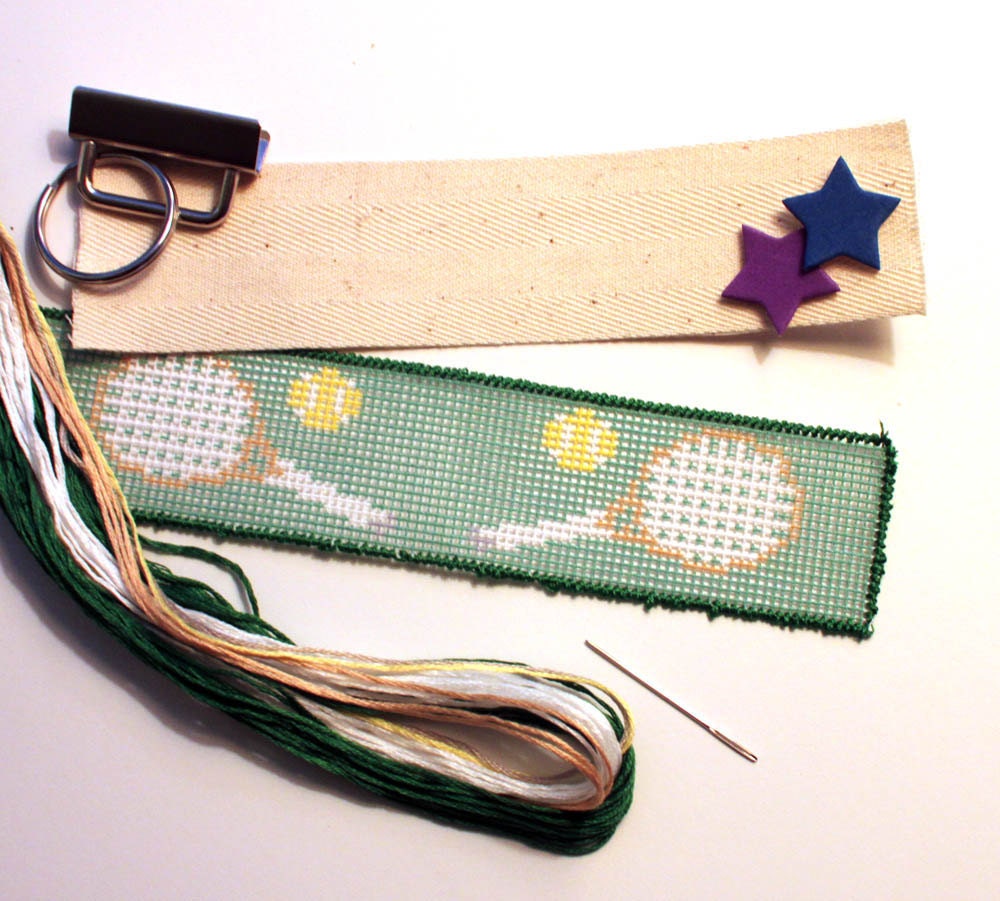 Needlepoint Kit, Tennis Key Fob with Monogram option