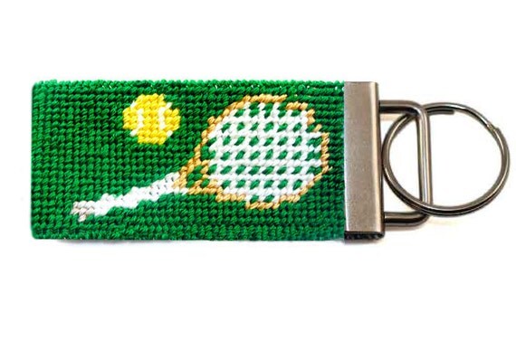 Needlepoint Kit, Tennis Key Fob with Monogram option