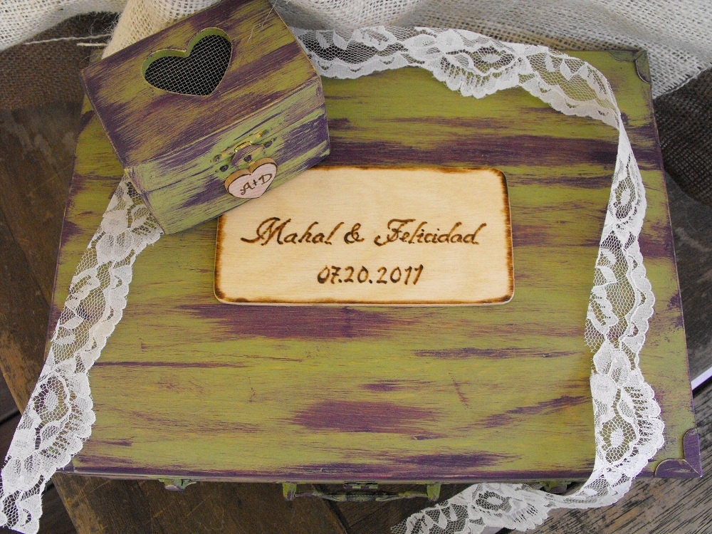Custom Rustic Vintage Inspired Gift Card Money Box With Latch  Matching Ring Bearer Box You Pick Your Colors