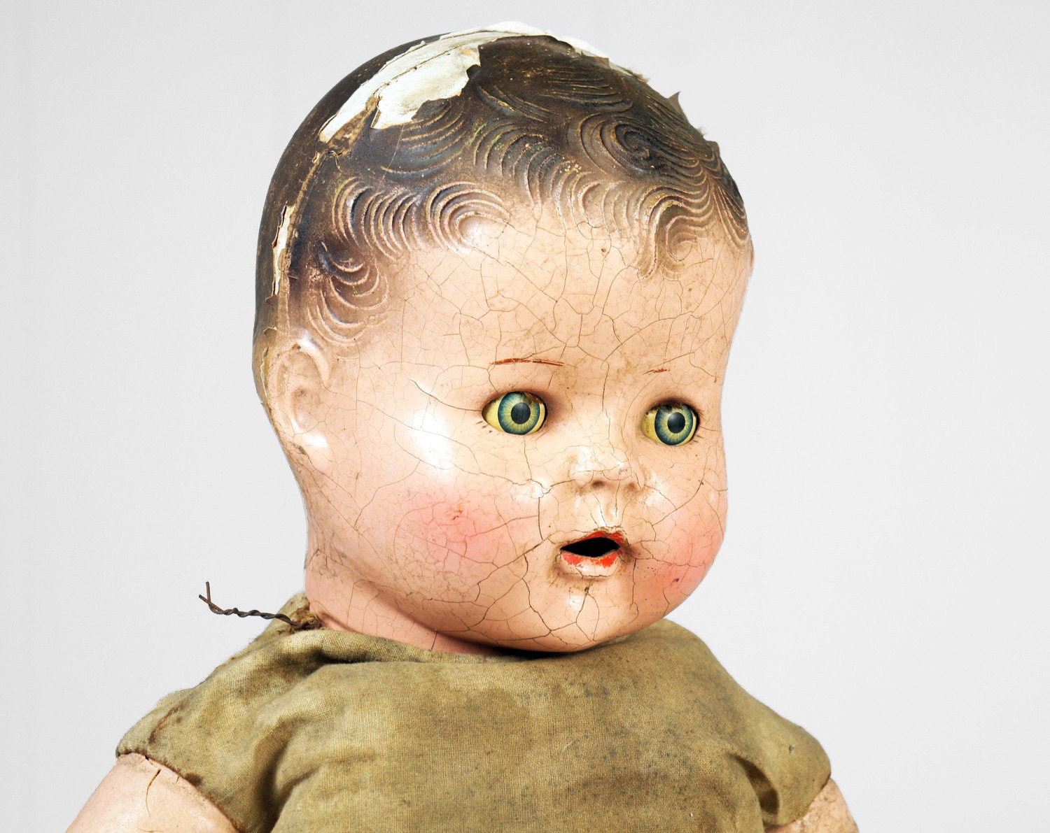 Antique Early 1900's Composition Doll w/ Sleepy Eyes