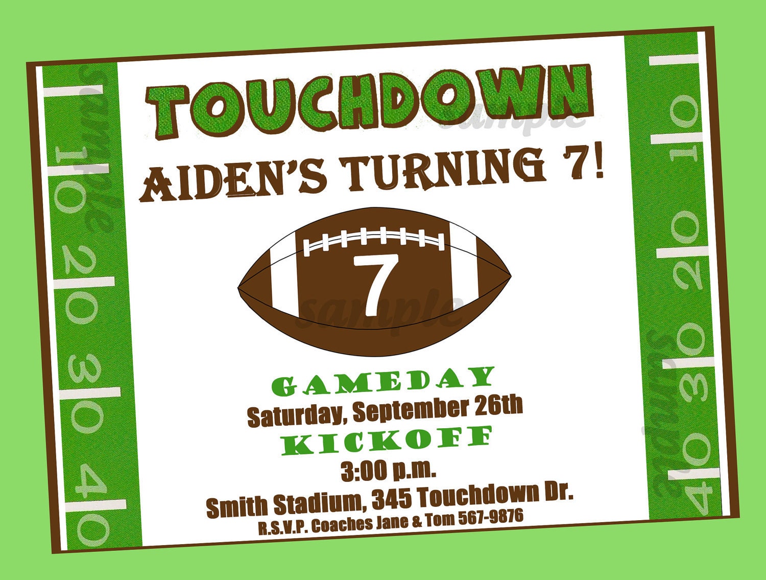Football Invitation Printable - Touchdown Collection