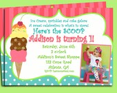 Ice Cream Photo Invitation Printable - Sweet Shoppe Collection
