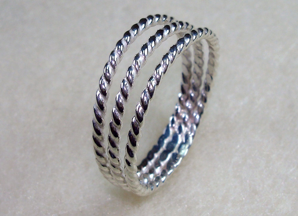Stacked Ring with Beautiful Twisty Argentium Silver