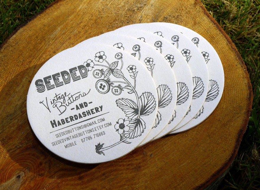 Custom Letterpress Coaster Business Card and Graphic Design Package - 100qty