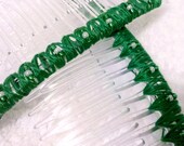 Beaded Hair Combs - Grass Green - One Pair