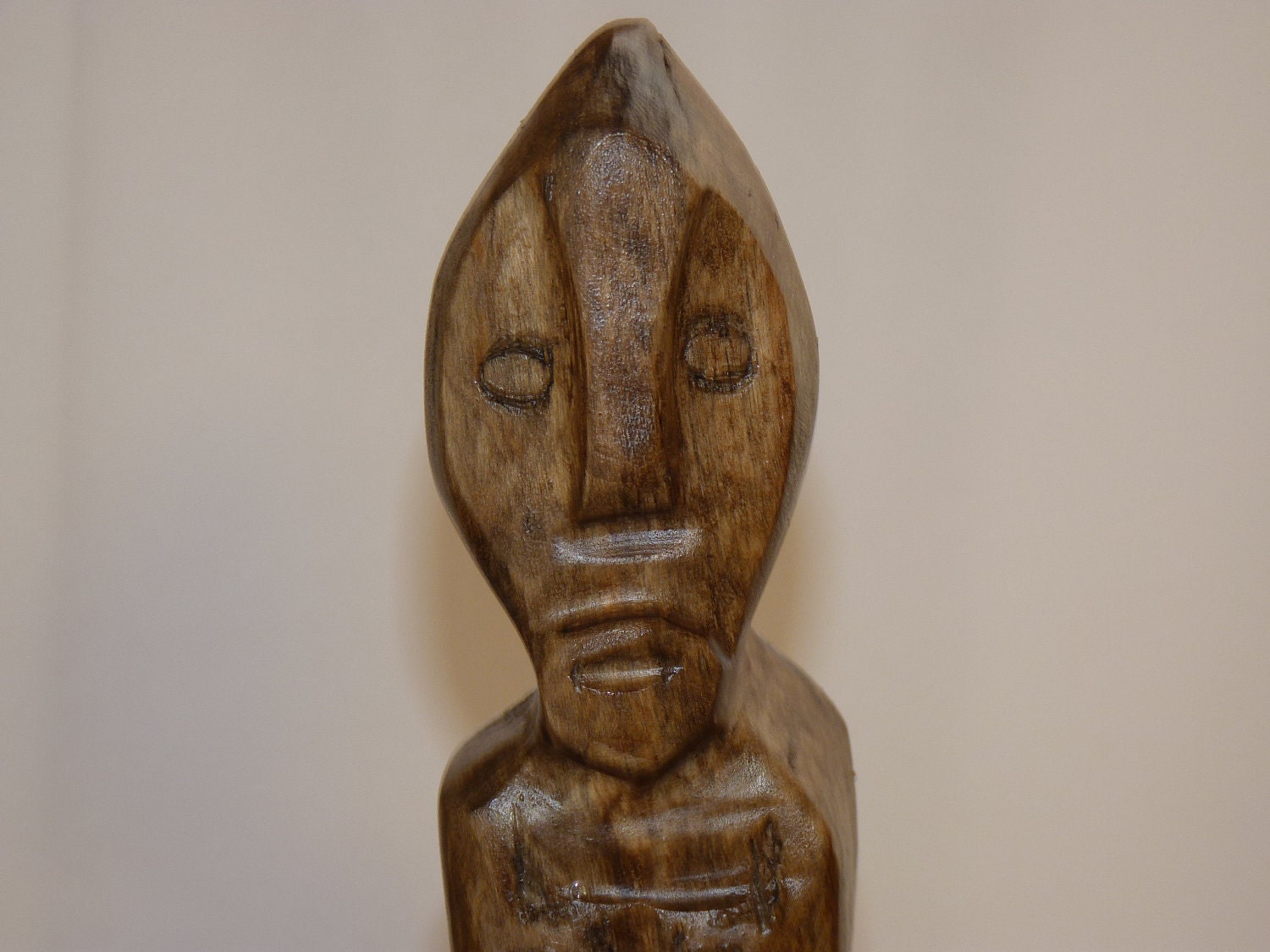 Primitive Folk Art Wood Man Carving, rustic  Tall Man Maple