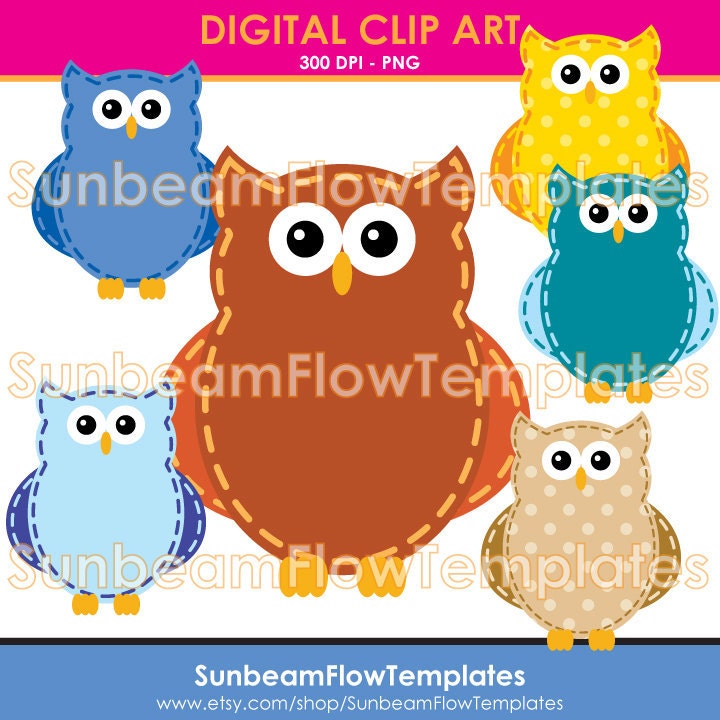 INSTANT DOWNLOAD - Cute Owls 01 Digital Clip arts Png Elements illustrations girls boys tags stickers favor Invitations Print Your Own