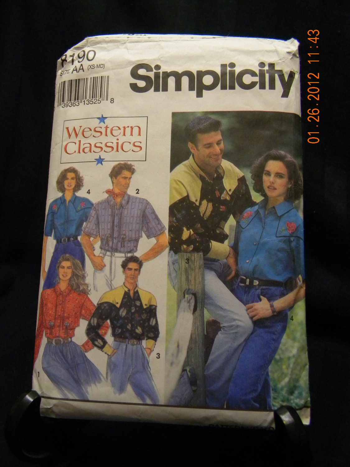 western clasic shirt cut pattern simplicity 8190