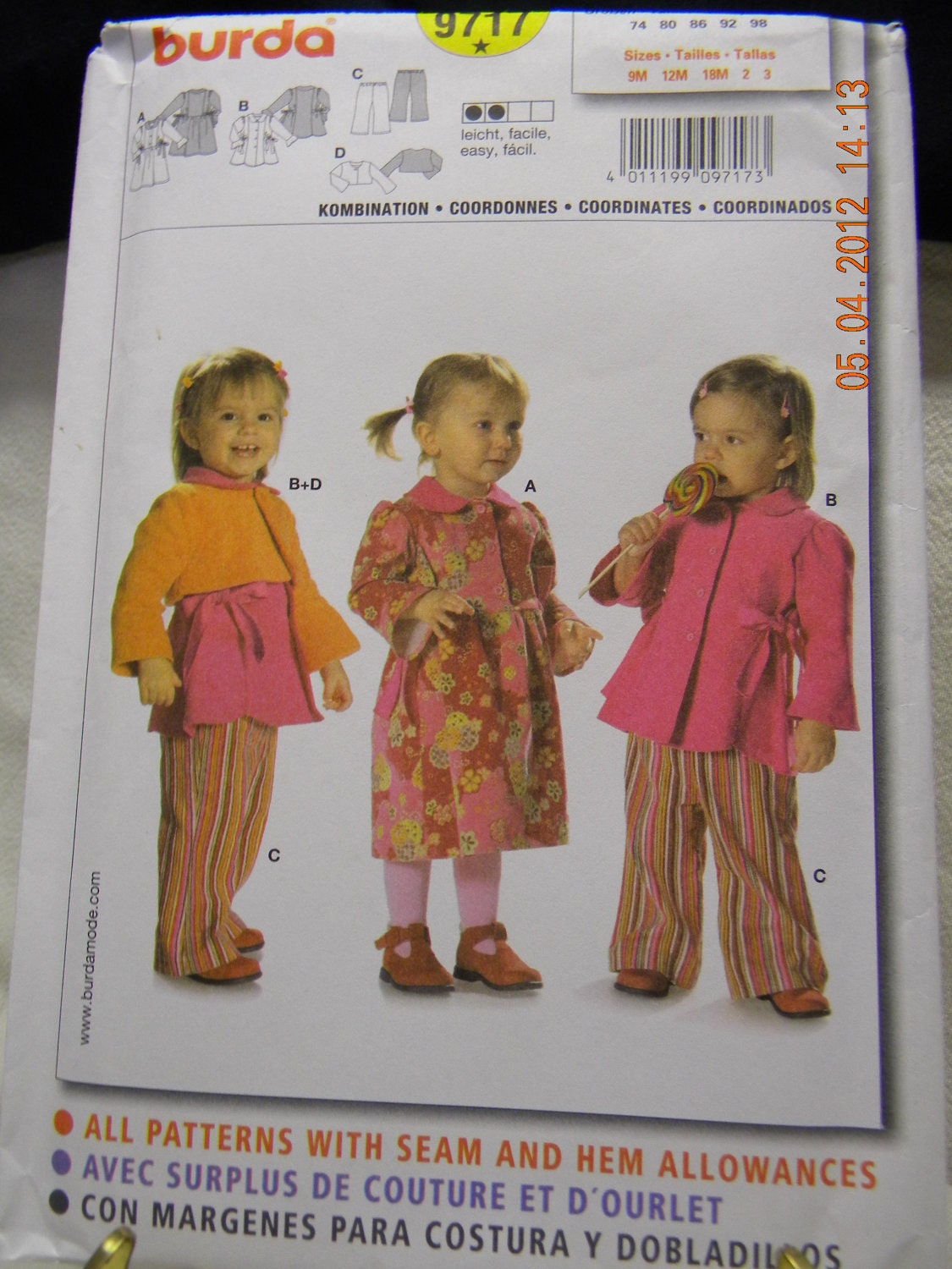 infant cordinates uncut pattern burda 9717