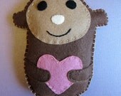 Felt Plush Monkey with Love Heart