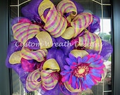 Purple and Pink Summer Flower Wreath   