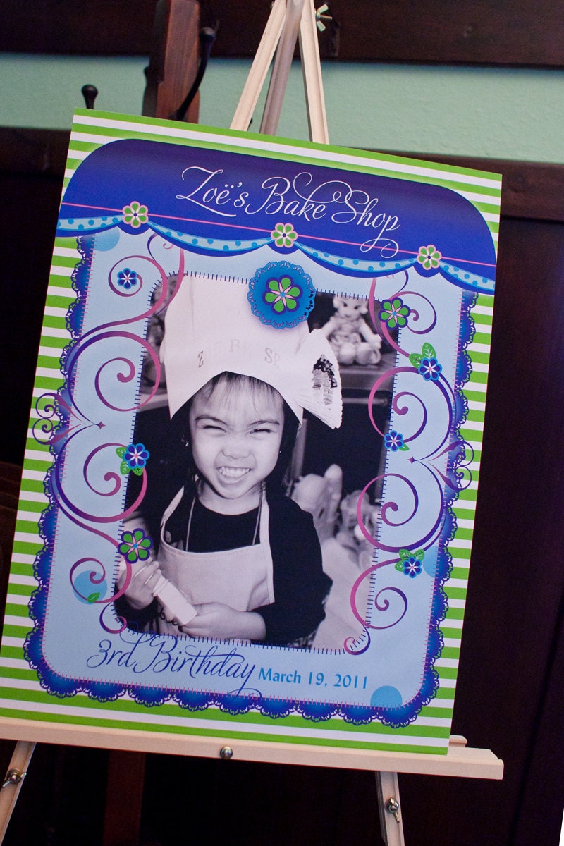 Berry Bake Shop DIY Printable Welcome Sign w/Photo (Blueberry Muffin Character Inspired)