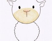 Nursery Room Wall Art - Lamb, 5x7 Matted
