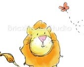 Nursery Room Wall Art - The Yellow Lion, 8x10 Print
