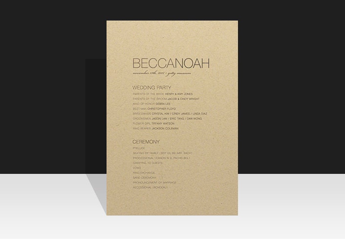 Wedding Program - Modern, Urban & Rustic Wedding