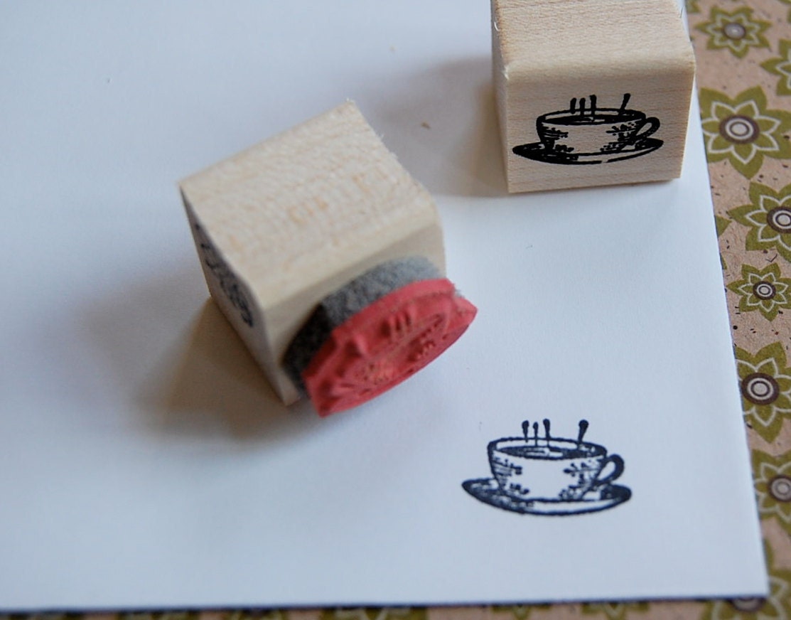 Tiny Steaming Cup of Java  Mounted Rubber Stamp