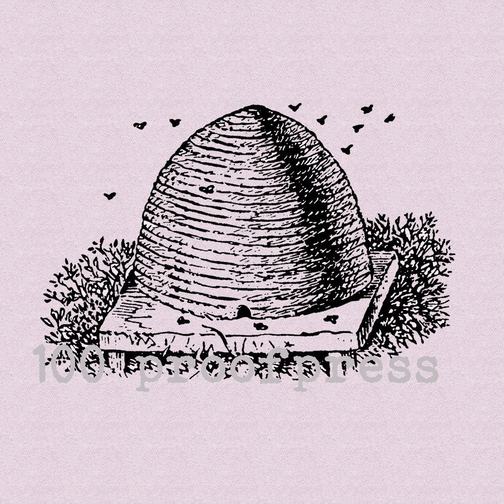 Bee Hive Wood Mounted Rubber Stamp 3898