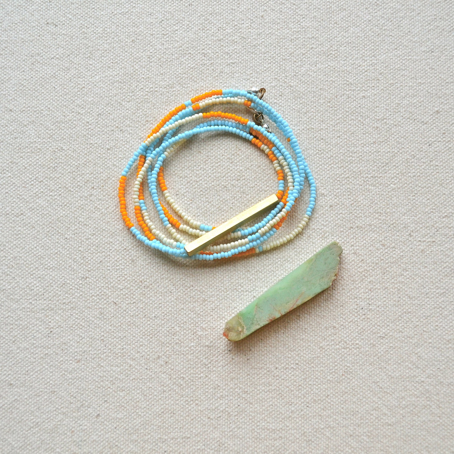HALF OFF rNA Strand Series- One of a Kind Necklace or Bracelet with Hand Cut Brass in Powder Palette