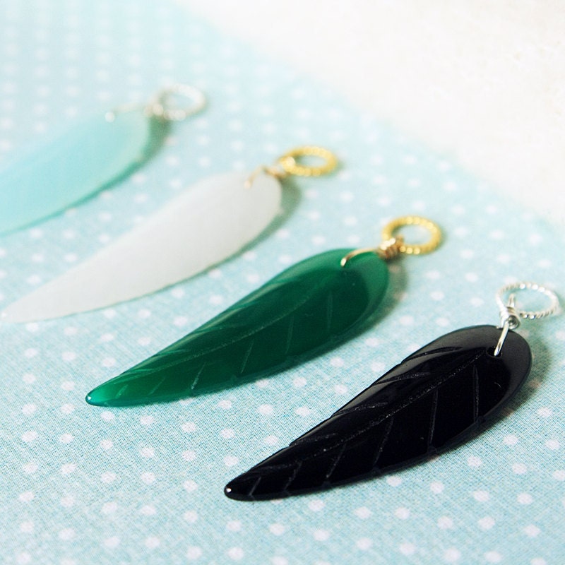 Feather Necklace - Baby Blue Gemstone & Sterling Silver 32 Inch Chain - Adjustable Length - Birthday / Easter / Anniversary Gift