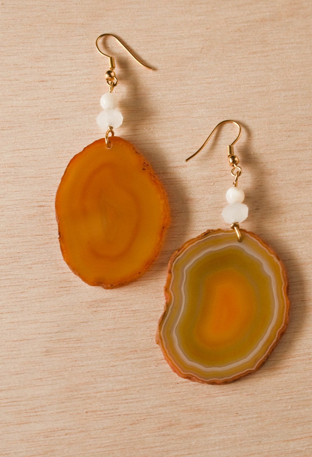 yellow agate milk jade mother of pearl earrings
