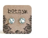 Snow White, Jet Black and Denim Blue Fluttery Birds of a Feather Brook Earrings