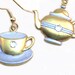 Dangle Tea Earrings, Teacup Upcycled Earrings, Charm Earrings, Tea cup, tea time, teapot, dangly, handmade