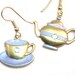Dangle Tea Earrings, Teacup Upcycled Earrings, Charm Earrings, Tea cup, tea time, teapot, dangly, handmade
