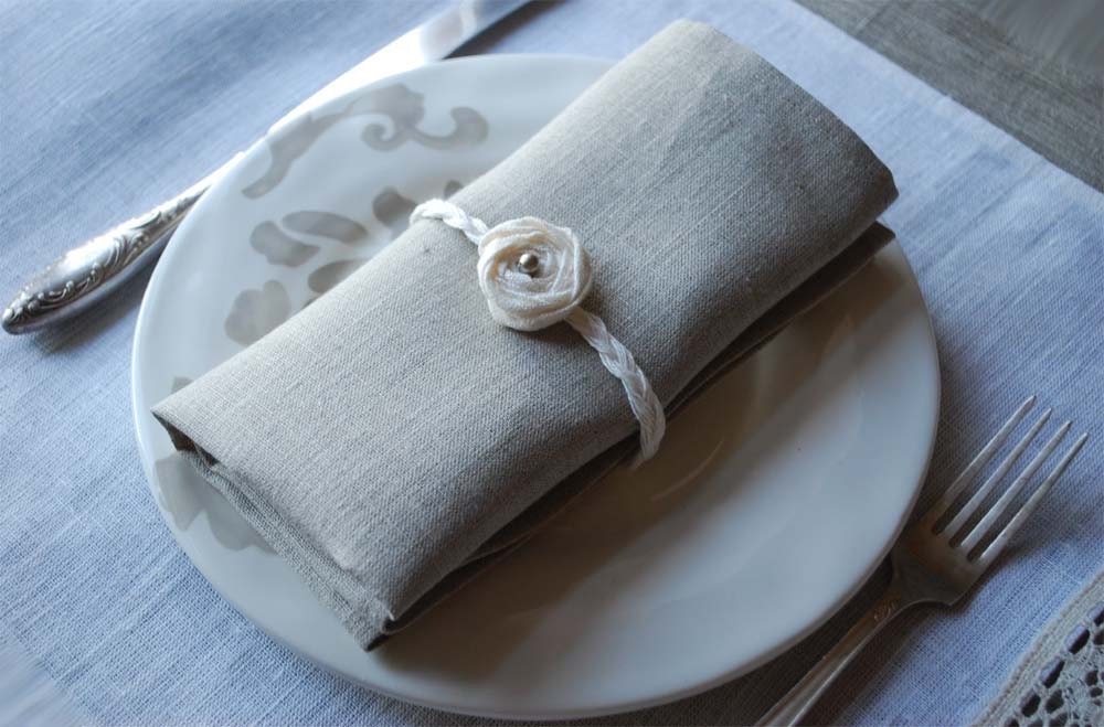 LINEN NAPKINS .SET of 12. Natural Grey . 13"x 13" Made to order.