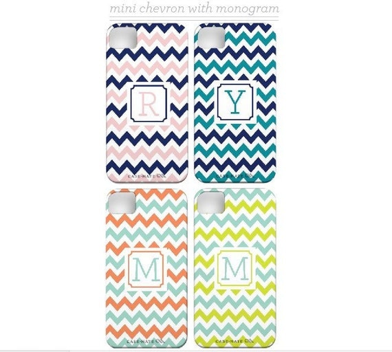 Personalized iPhone 5 Case with Monogram/Initial -  Mini Chevron/ZigZag