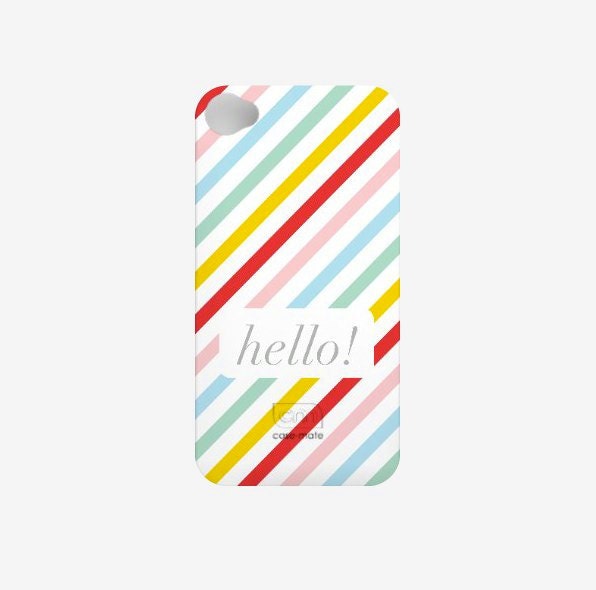 Personalized iPhone 5 or 4 Case - Multicolor Neapolitan Stripe