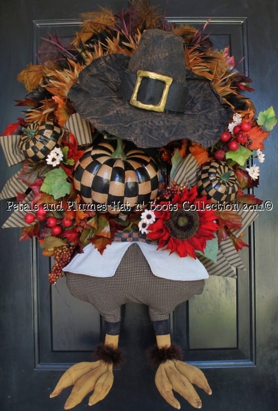 MADE TO ORDER -Thanksgiving Wreath-Fall Wreath-"Mr Gobble Gobble-Primitive Folk Art Turkey Wreath(Limited availability-see details)