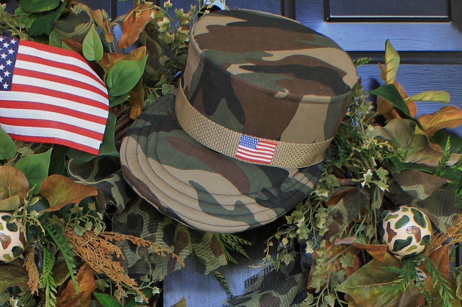 Memorial Day Wreath-July 4th Wreath- "Support our Troops" Soldier Patriotic Wreath (MADE TO ORDER Listing)