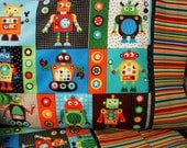 Robot Toddler bedding crib sheet set 3 pc. Robot nursry personalized custom