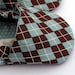 Baby Shoes- Handmade Unisex Argyle Crib Shoes in Brown and Blue- Size 0 3 6 12 months Booties- Baby Clothes