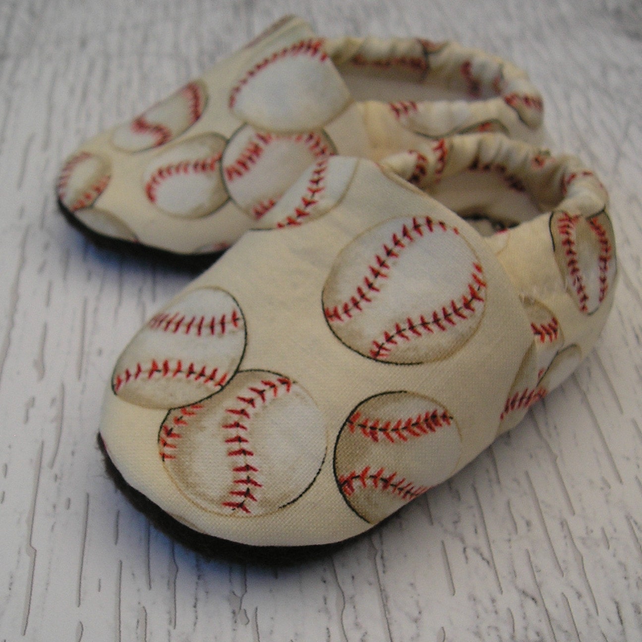 Baseball Baby Boy or Girl Shoes- Little Slugger Crib Shoes- Handmade with Organic lining- Size O 3 6 12  months- Baby Clothes