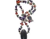 Rainbow Chip Chakra Necklace with Labradorite Pendant