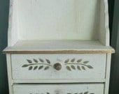 Jewelry Box Wall / Shabby Chic / Hanging Jewelry Box / distressed white and gold