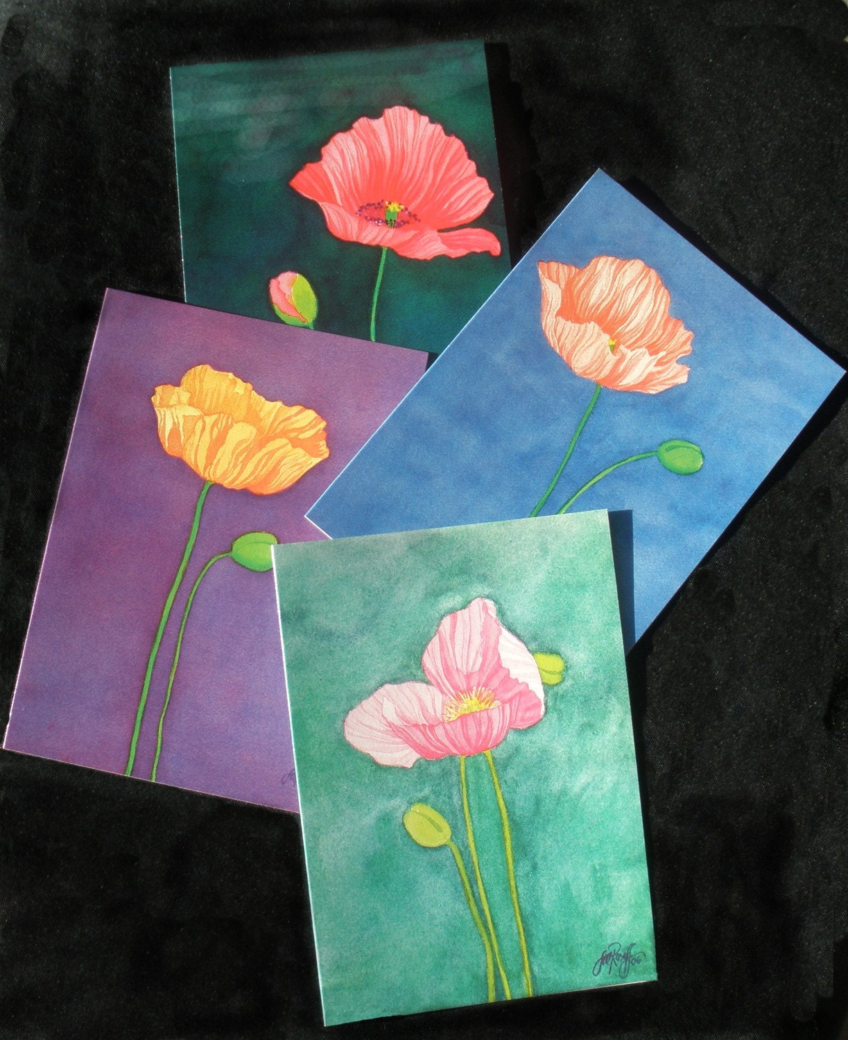Poppies Notecards, set of 12 with envelopes