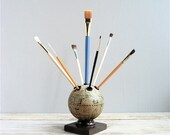 Vintage World Globe Pencil Holder