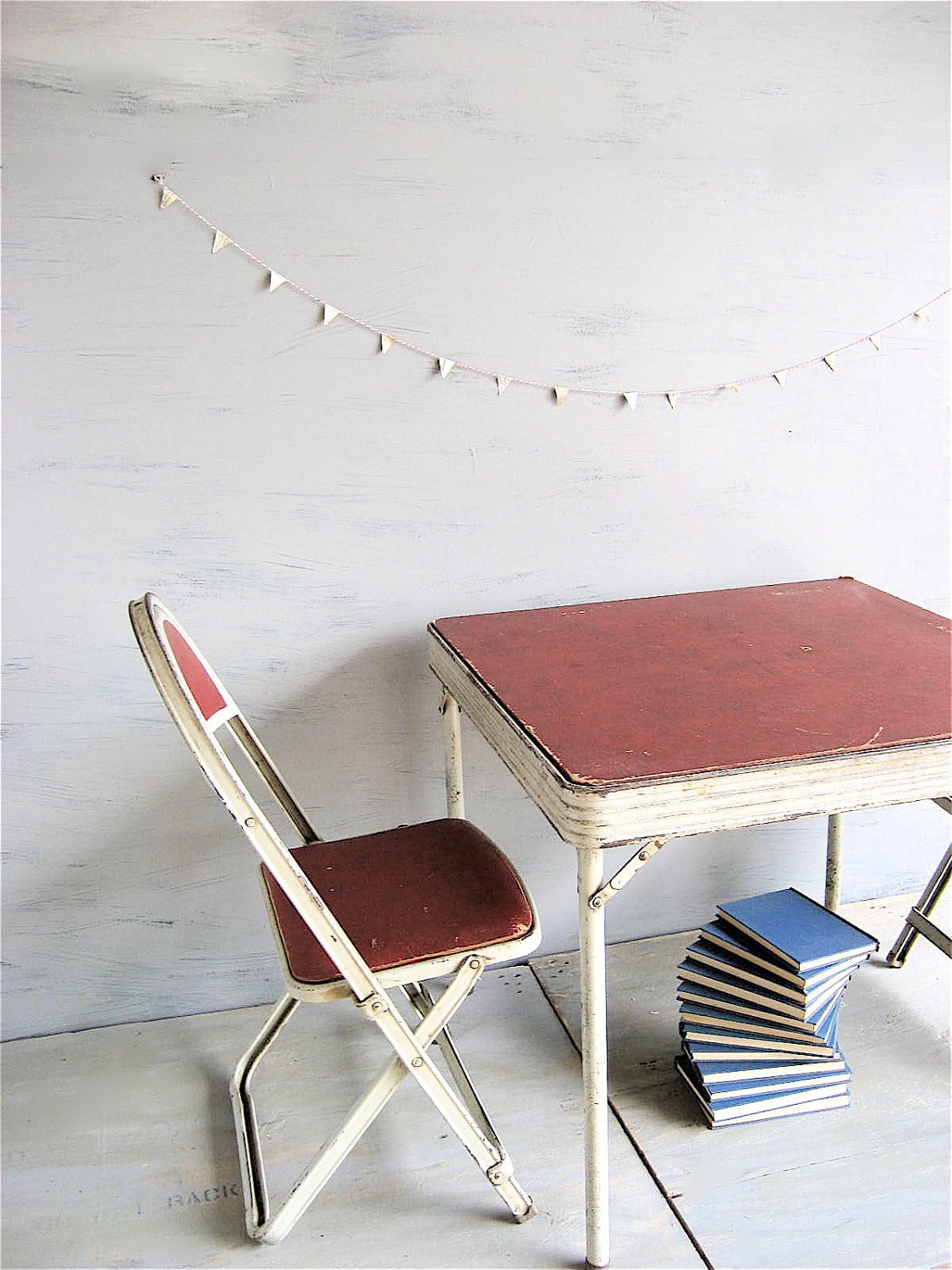 Child's Vintage Metal Table and Two Metal Chairs