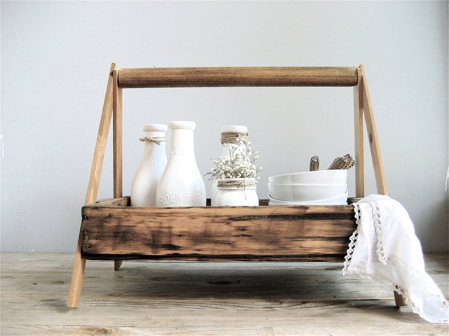 Vintage Wooden Box with Stand