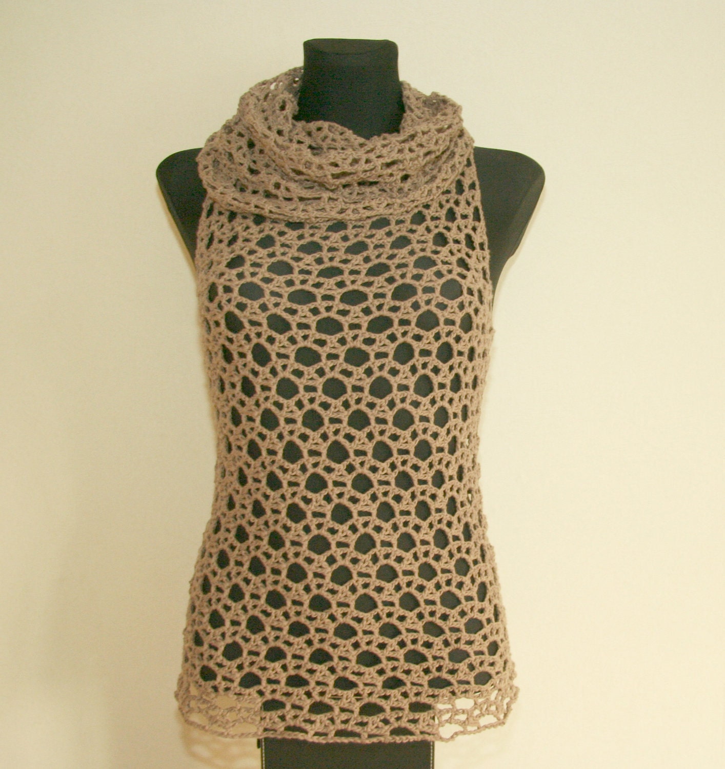 Crochet pattern PDF - Cowlneck Lace Top- sizes XS to L - Crochet Top Pattern Instant Download