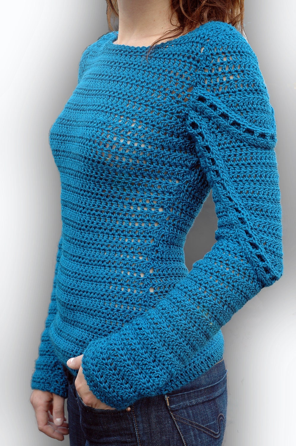 Crochet Pattern PDF - Peacock Sweater - sizes XS/S to M/L - Crochet Sweater Pattern instant download