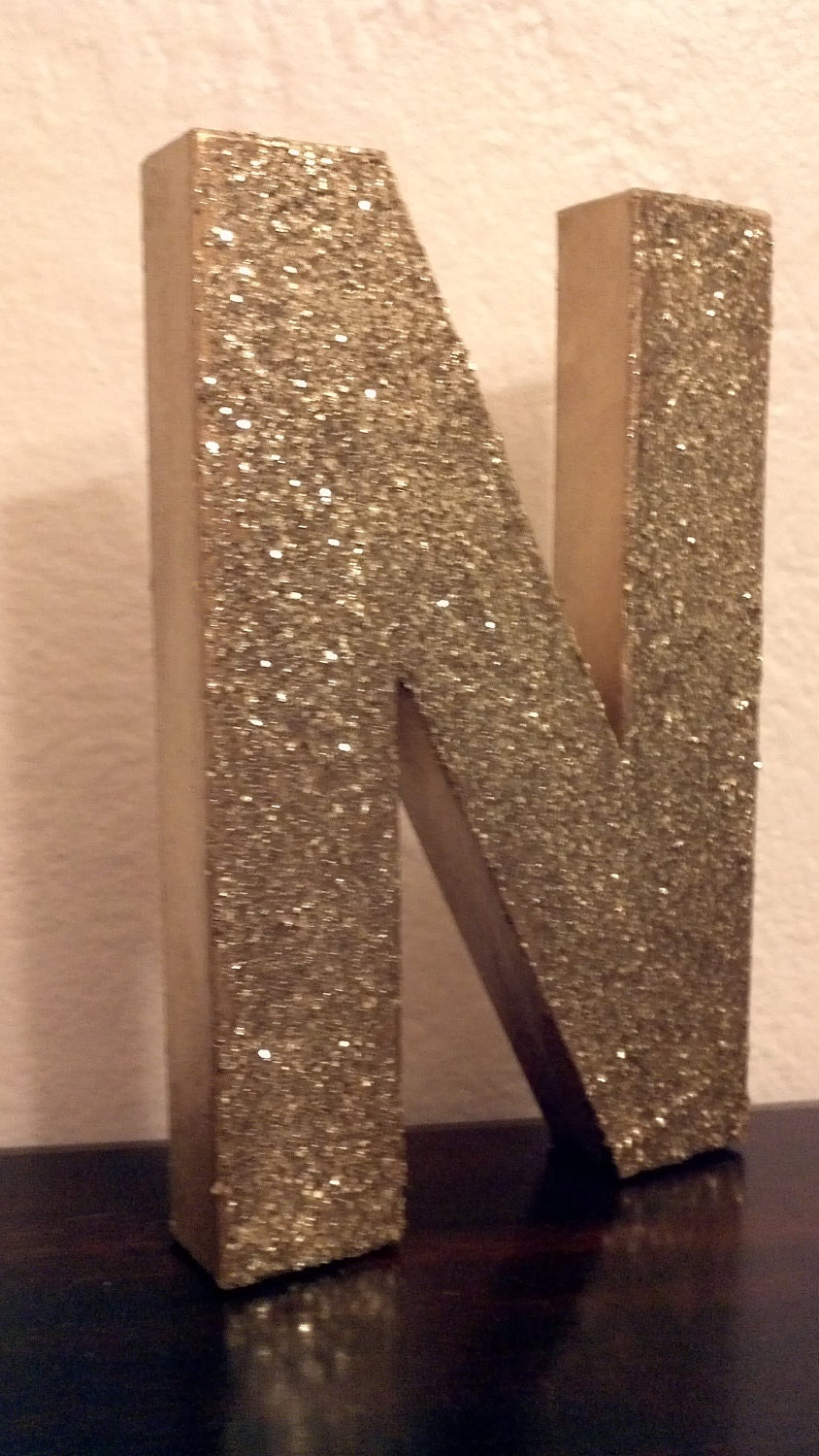 FEATURED in REAL SIMPLE - Glitter Block Letters - Monogram or Initials - Gold or Silver or neon - 2 glitter letters and one solid ampersand
