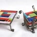 Hot-pot holder and set of glass coasters with stand handmade by dalit glass